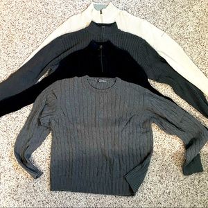 Men zip up and crew neck sweaters. Lot of 4 sweaters